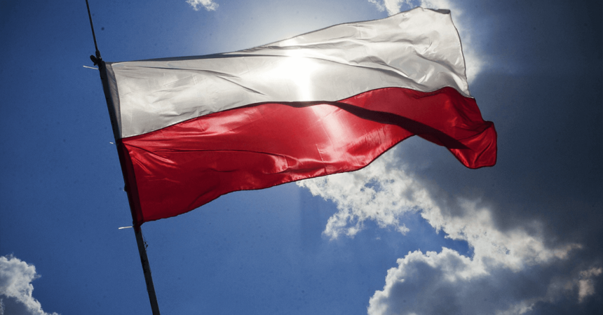 poland flag fluttering