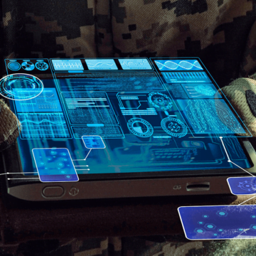 soldier using high tech tablet